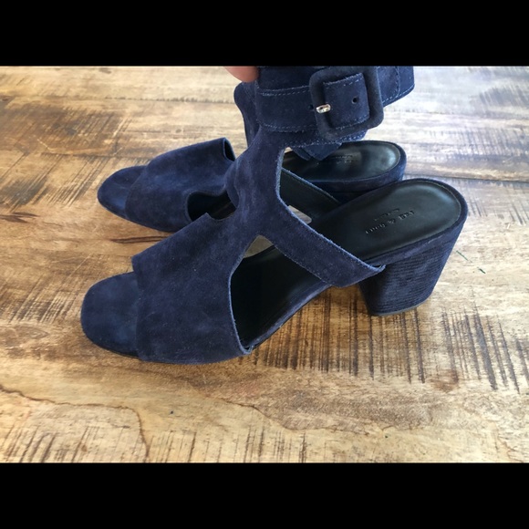 Rag & Bone Madison Heels Italian Calf Blue Suede 9 - Picture 6 of 7